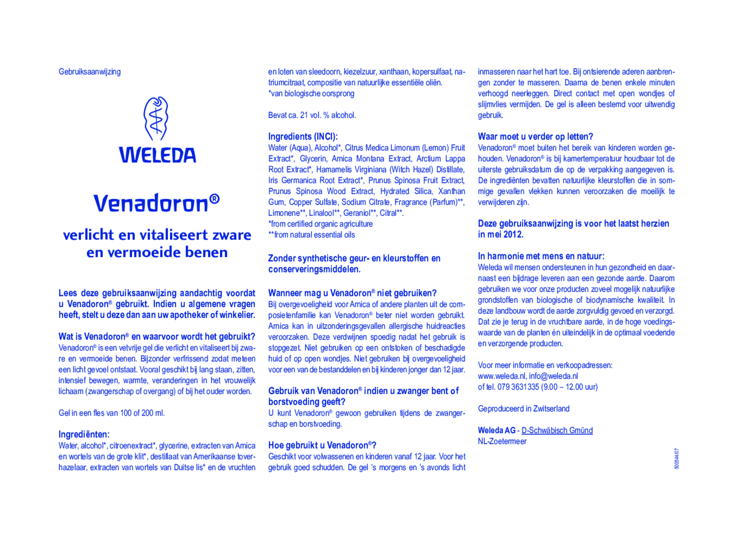 Venadoron afbeelding van document #1, gebruiksaanwijzing